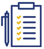 infographic icon of a checklist and pen